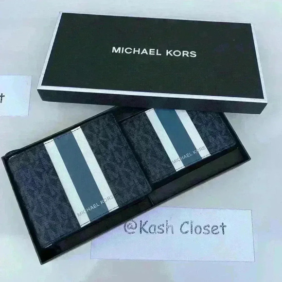 Michael kors Men Wallet Card Case Gift box set Admiral Multi - Picture 2 of 7